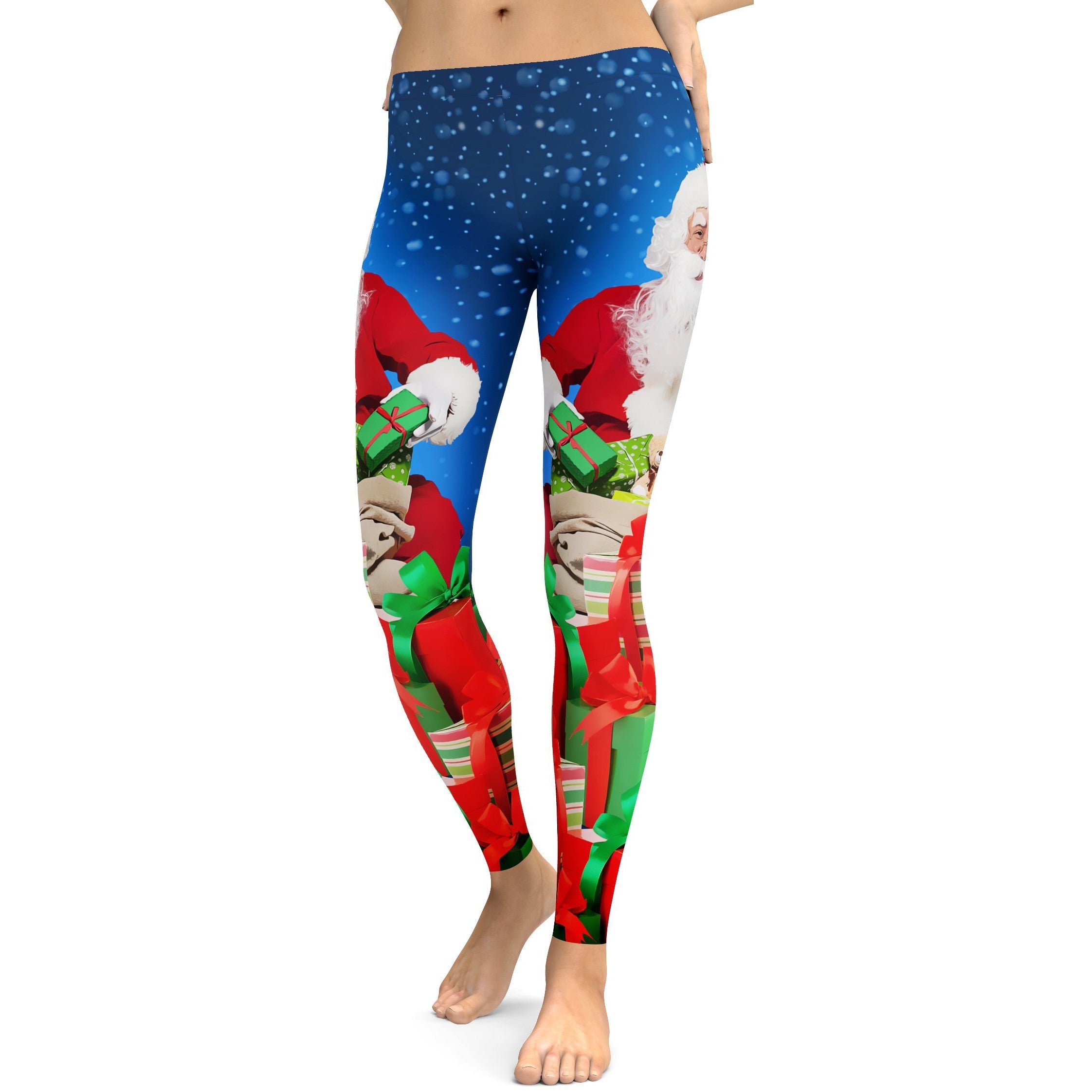 Santa & Presents Christmas Leggings - GearBunch Leggings / Yoga Pants