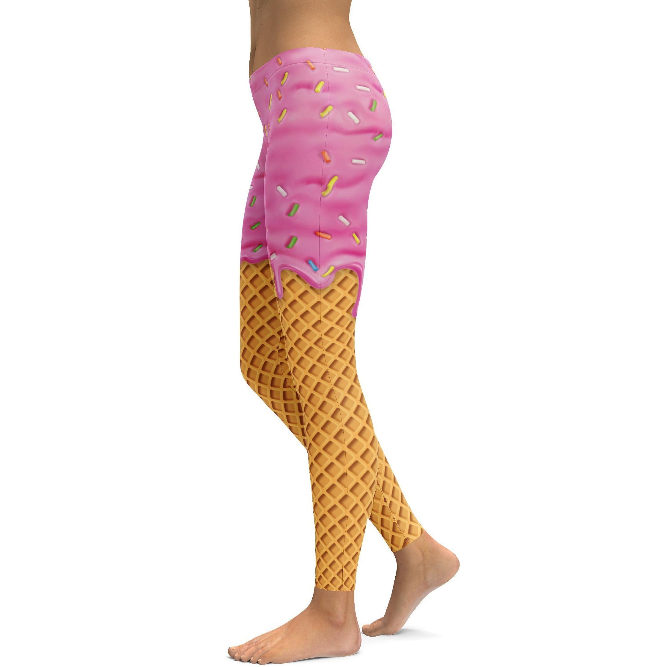 Women's ice cream sprinkles printed leggings front view