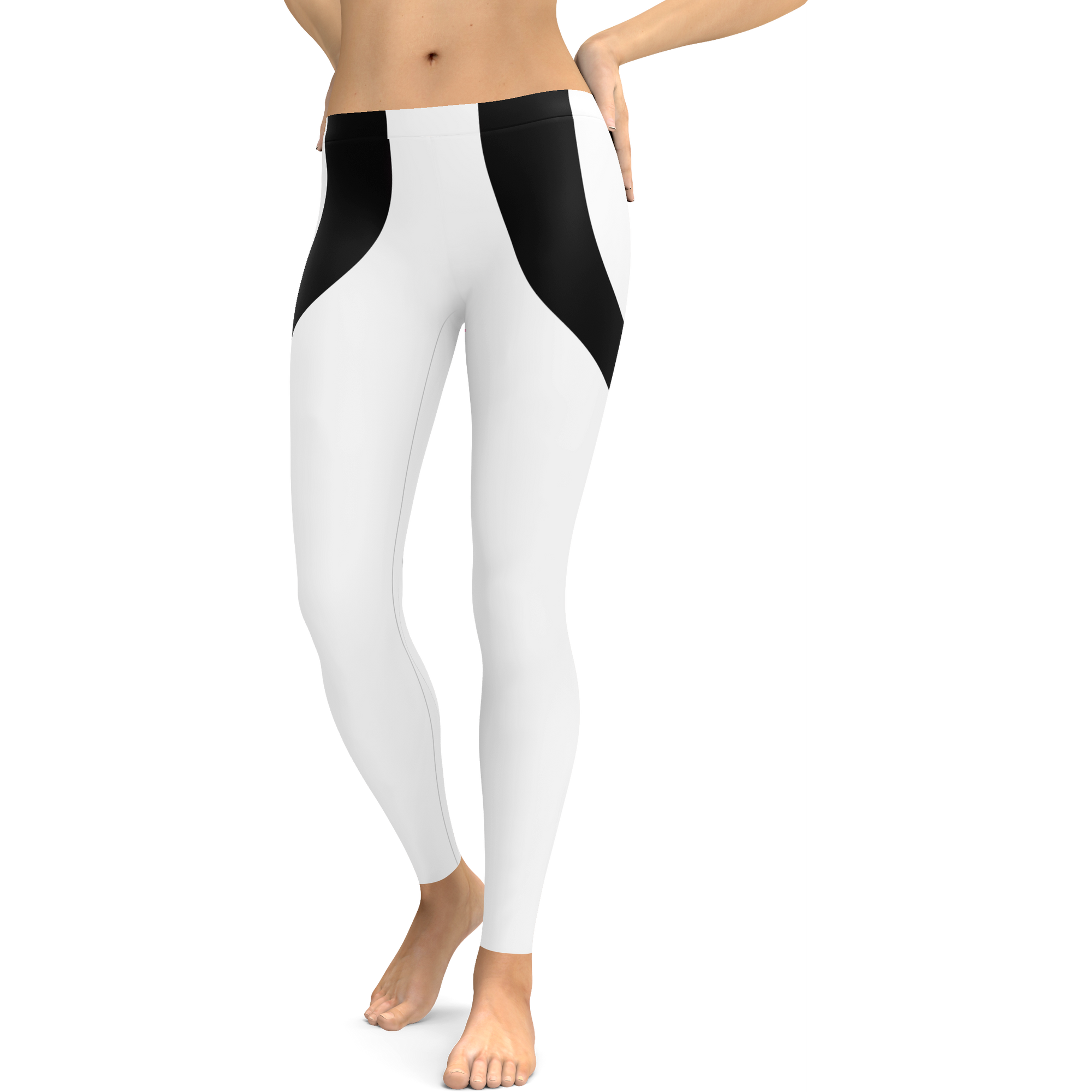 Womens Workout Yoga Black Heart Shaped White Leggings Gear Bunch