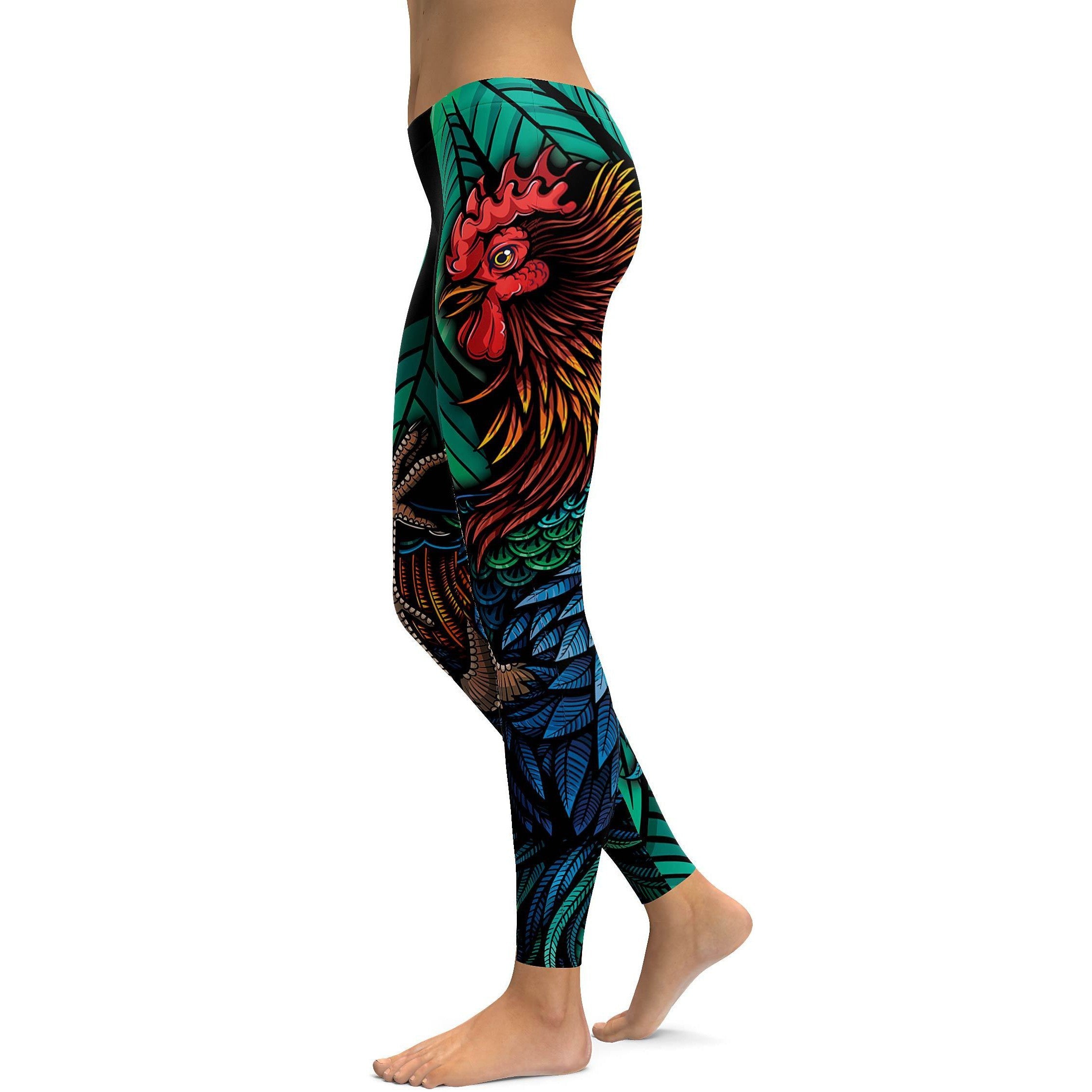 Colorful Rooster Leggings - GearBunch Leggings / Yoga Pants