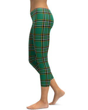 Irish Green Tartan Capris - GearBunch Leggings / Yoga Pants