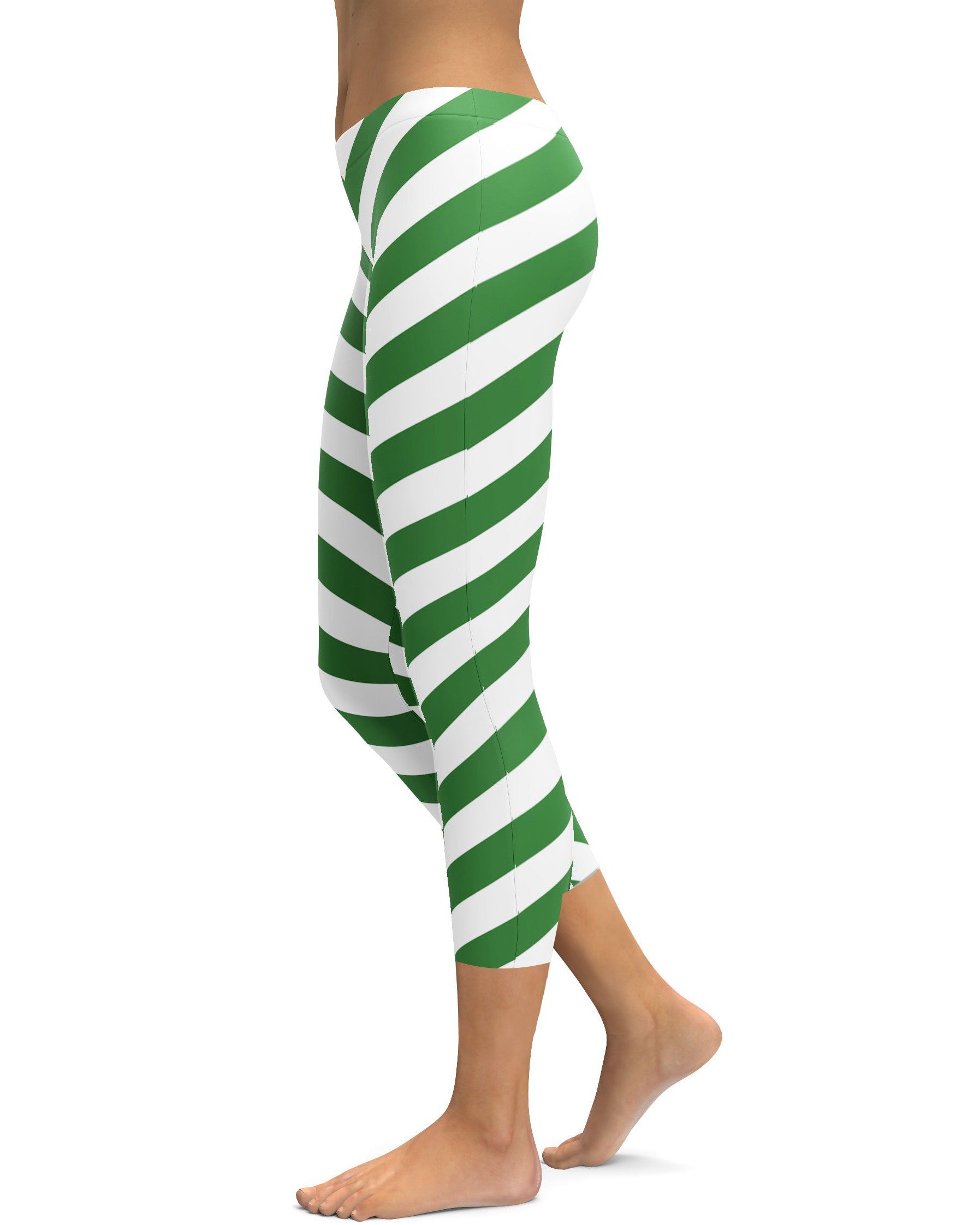 Irish Green Striped Capris - GearBunch Leggings / Yoga Pants