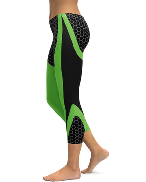 Honeycomb (Green) Carbon Capris - GearBunch