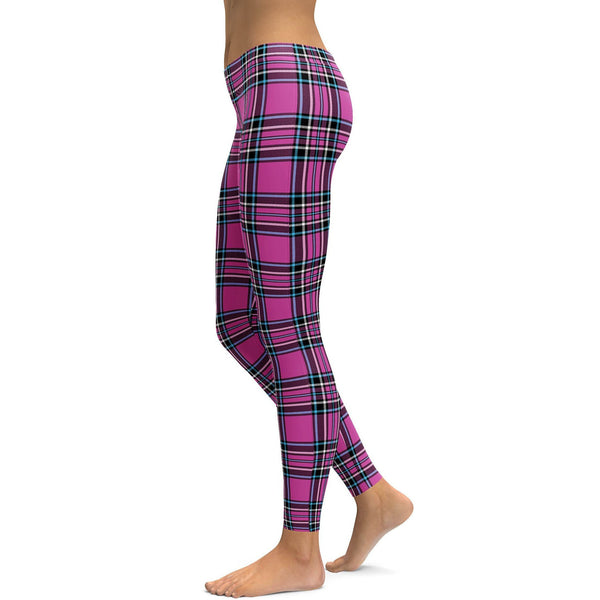 Purple plaid leggings best sale