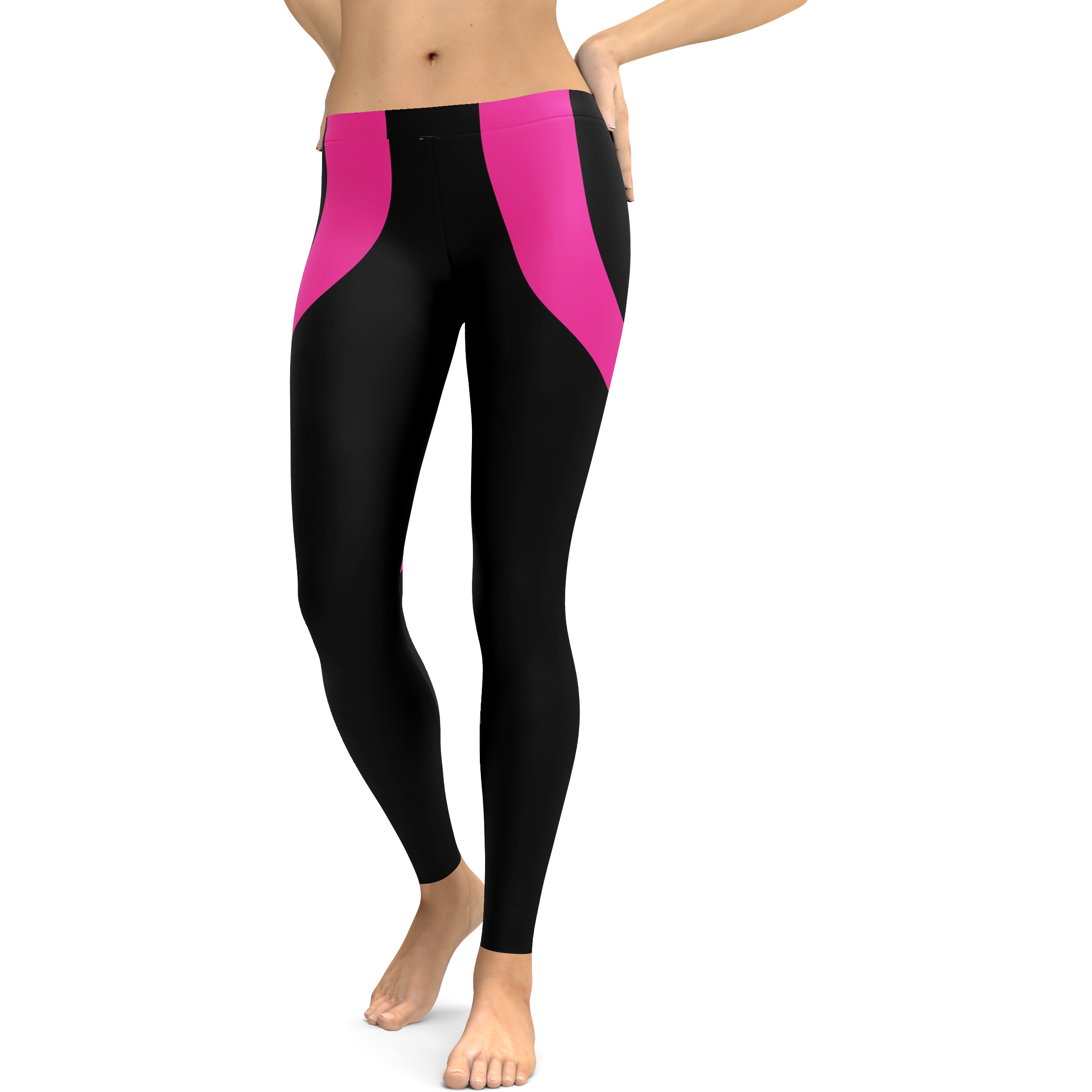 Womens Workout Yoga Pink Heart Shaped Pink/Black Leggings | Gearbunch.com