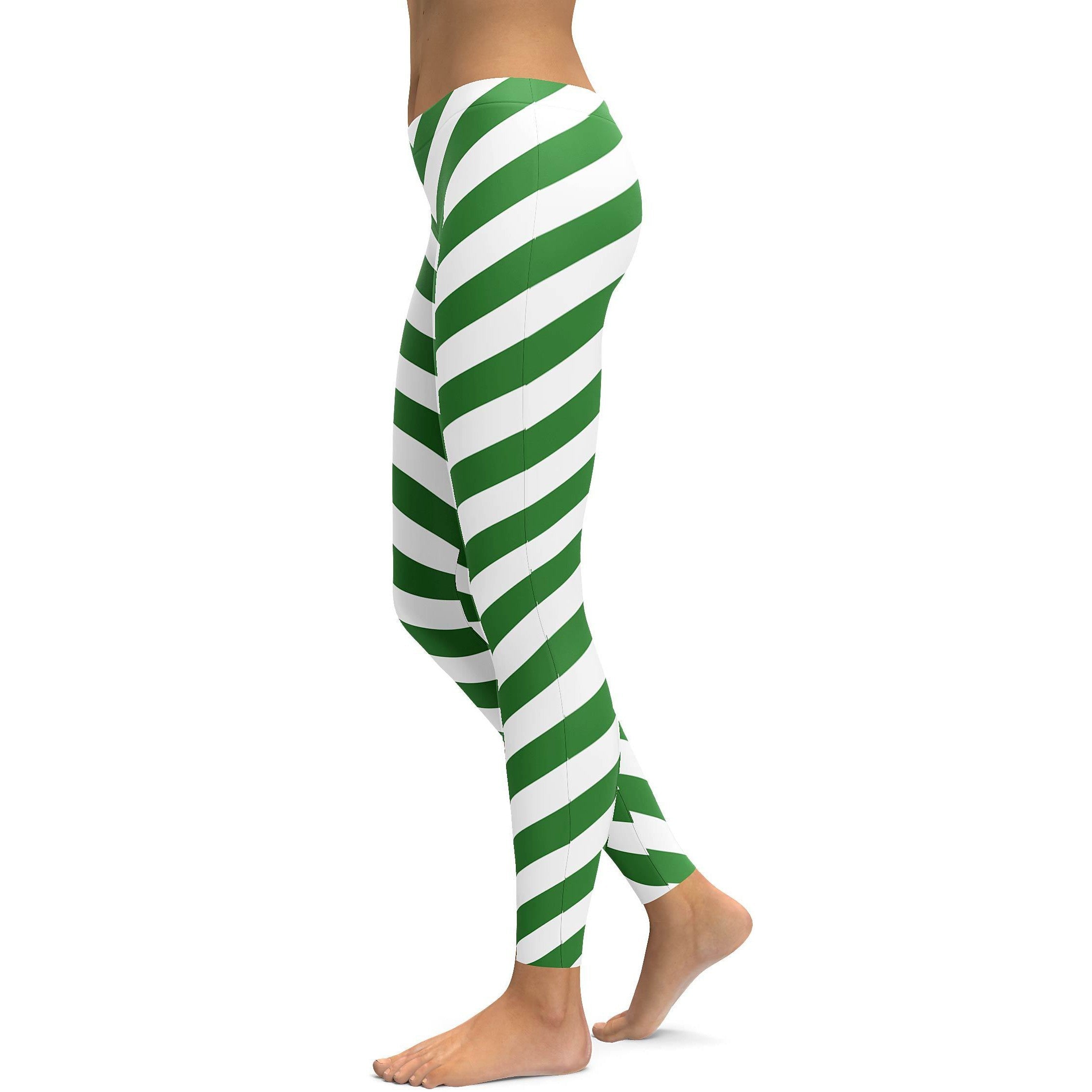 Irish Green Striped Leggings - GearBunch Leggings / Yoga Pants