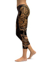 Orange Ornamental Skull Capris