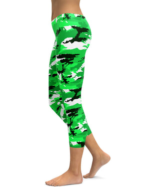 Lime Green Camo Capris - GearBunch Leggings / Yoga Pants