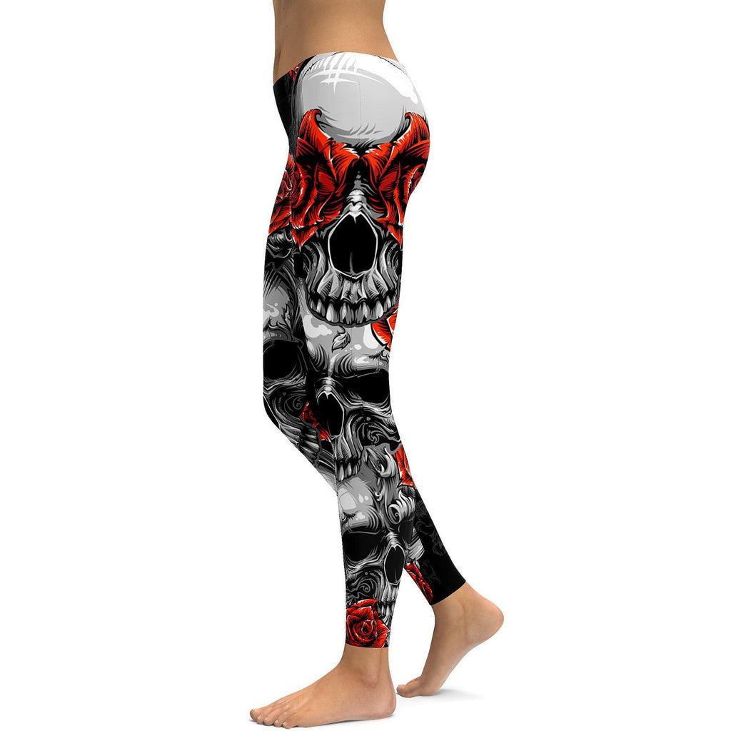 Mystical Skulls Skull Leggings Yoga Pants, Womens Activewear Workout Gym  Running, Festival, Skull Pattern Leggings, Cool Gift 