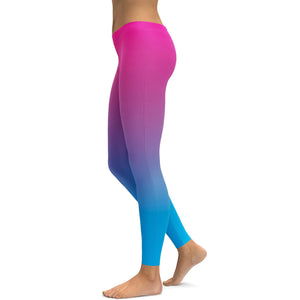 Ombre Pink to Blue Leggings - GearBunch Leggings / Yoga Pants