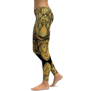 Golden Lotus Leggings - GearBunch Leggings / Yoga Pants