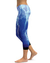 Women's lightning print capris front view