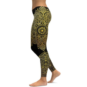 Faux Golden Mandala leggings - GearBunch