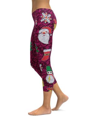 Christmas Paillette Capris - GearBunch Leggings / Yoga Pants