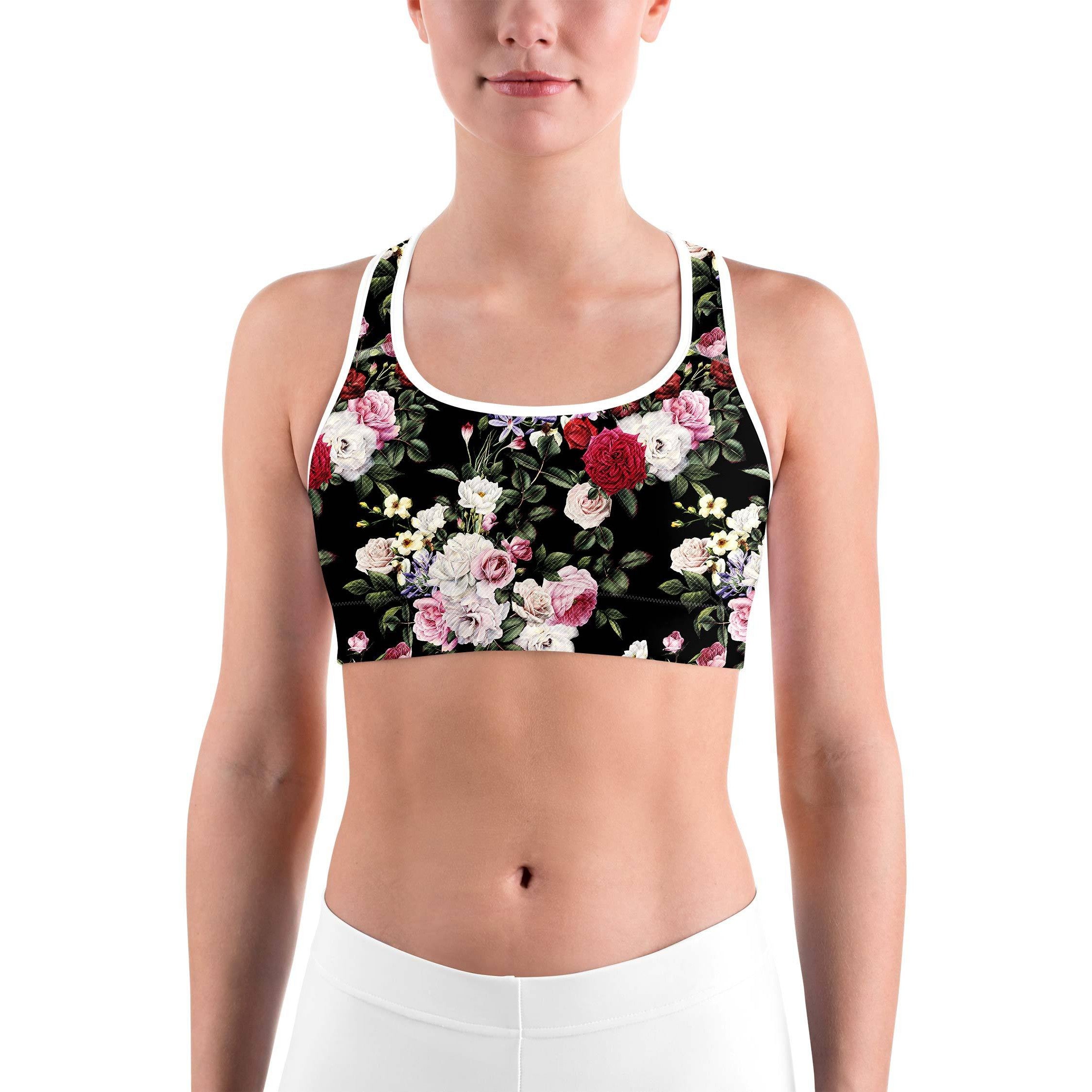 Colorful Roses Sports bra