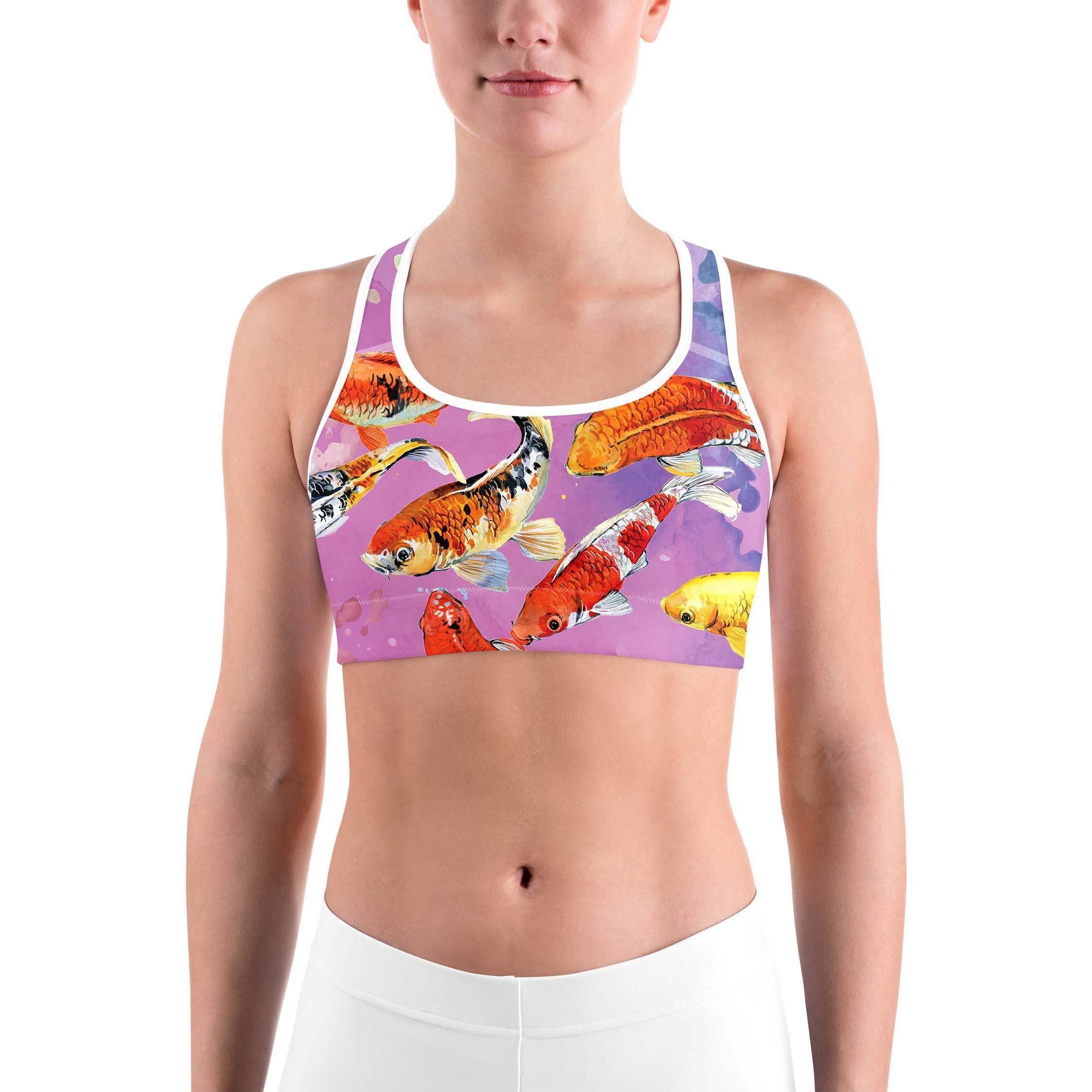 Watercolor Koi Fish Sports bra