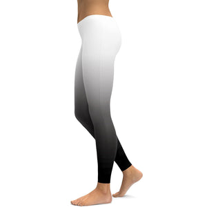 Ombre White to Black Leggings - GearBunch Leggings / Yoga Pants