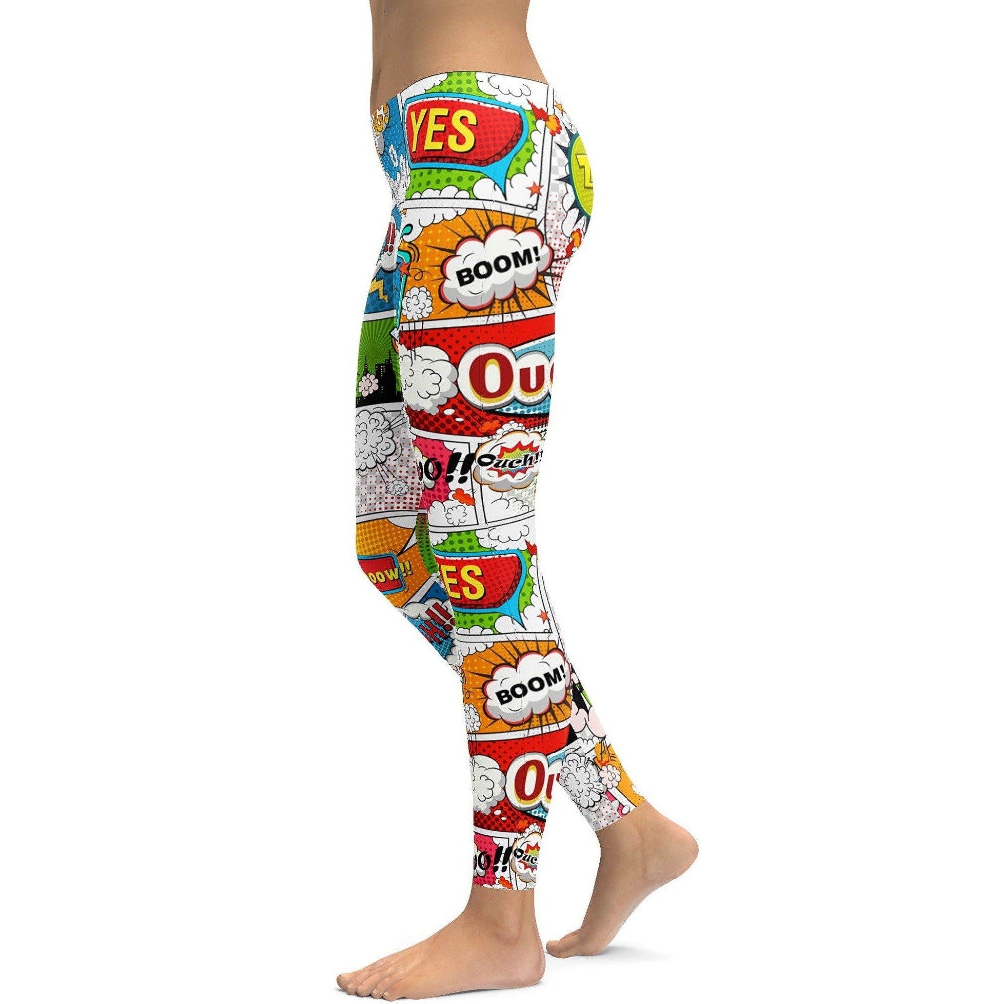 Womens Workout Yoga Comic Book Super Hero Leggings Red/White/Yellow/Green | Gearbunch.com