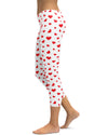 Red Hearts Capris - GearBunch Leggings / Yoga Pants