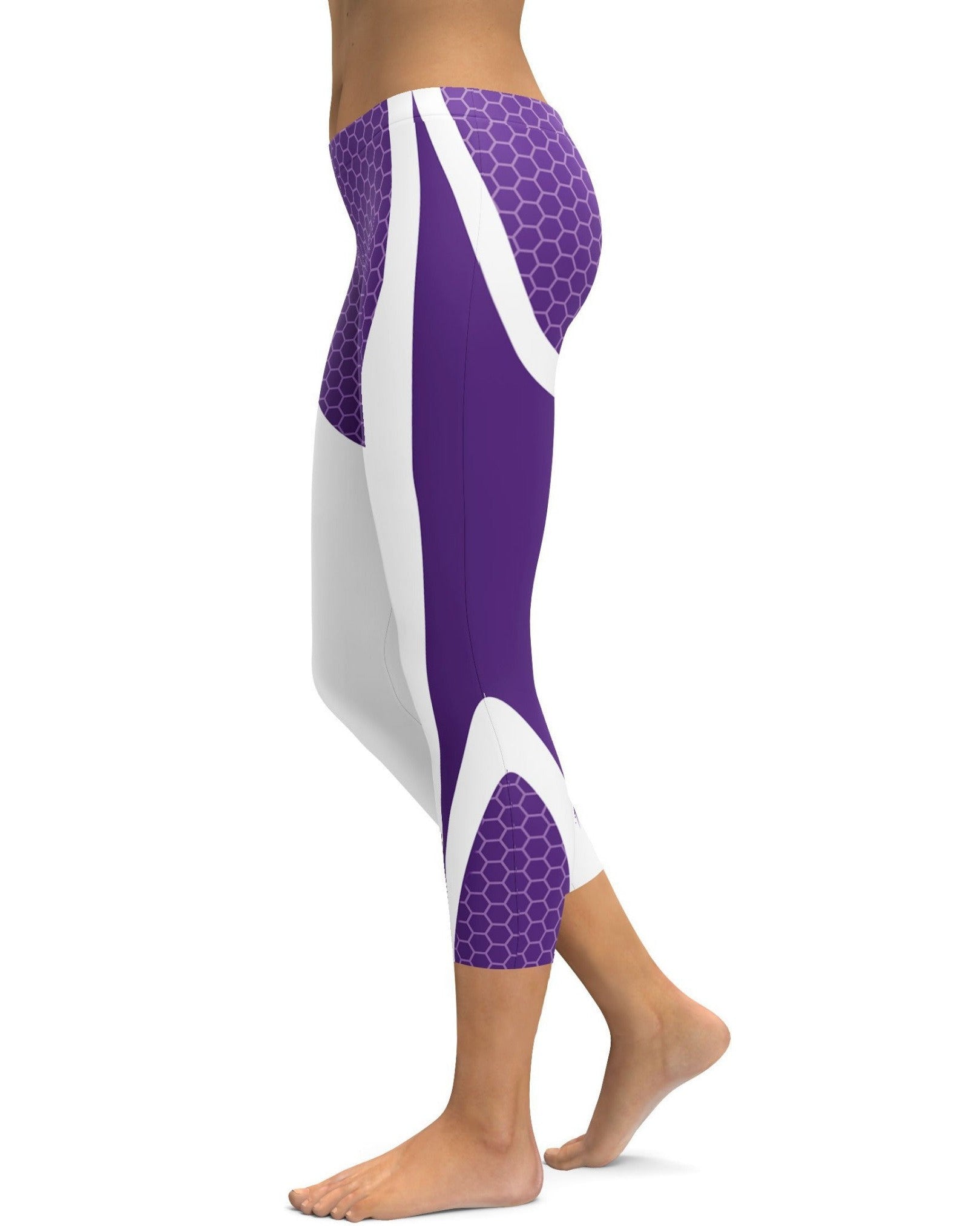 Purple Honeycomb Carbon White Capris - Gearbunch