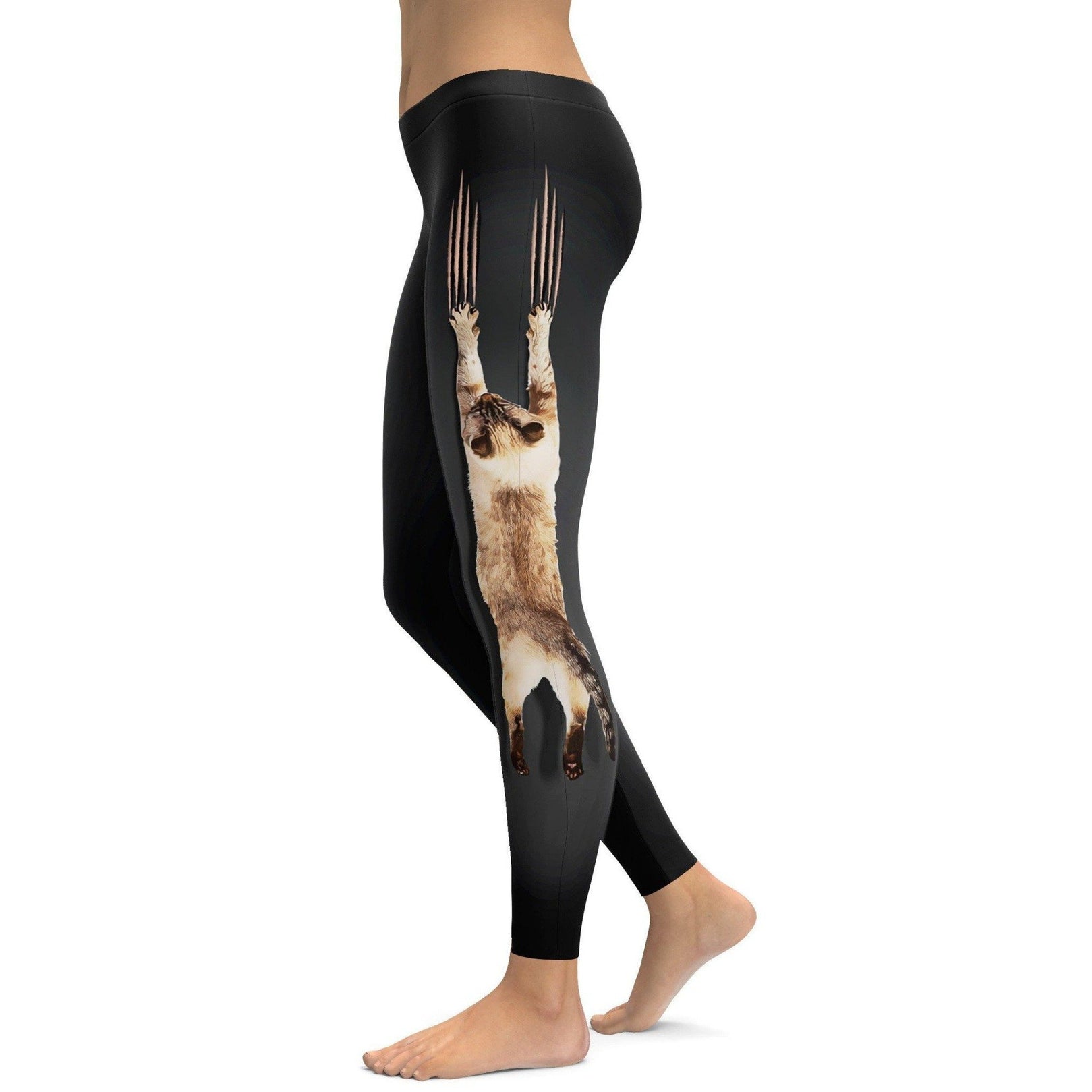 Scratching Cat Leggings - GearBunchWomens Workout Yoga Scratching Cat Leggings Black/White | Gearbunch.com