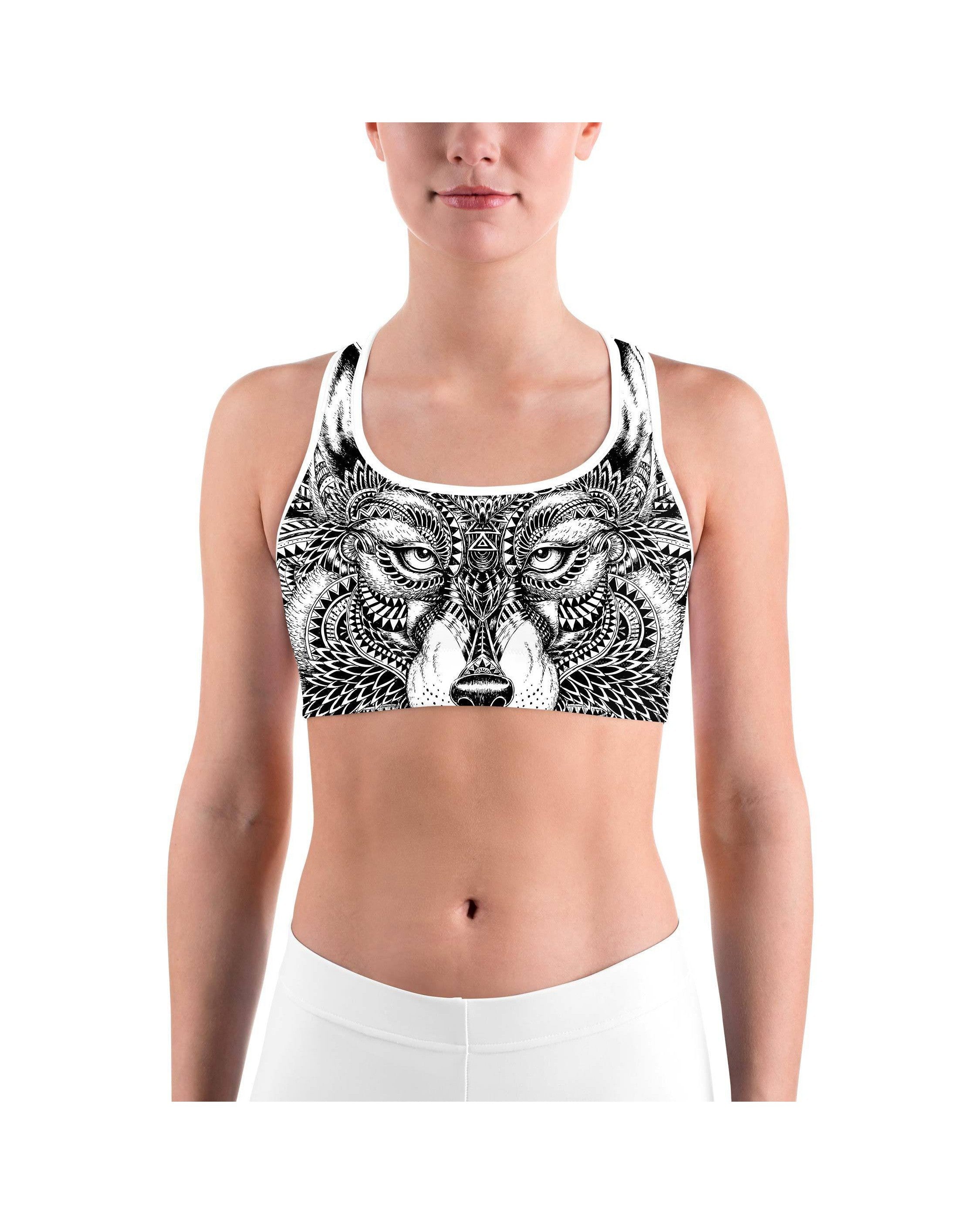 Zentangle Wolf Sports bra