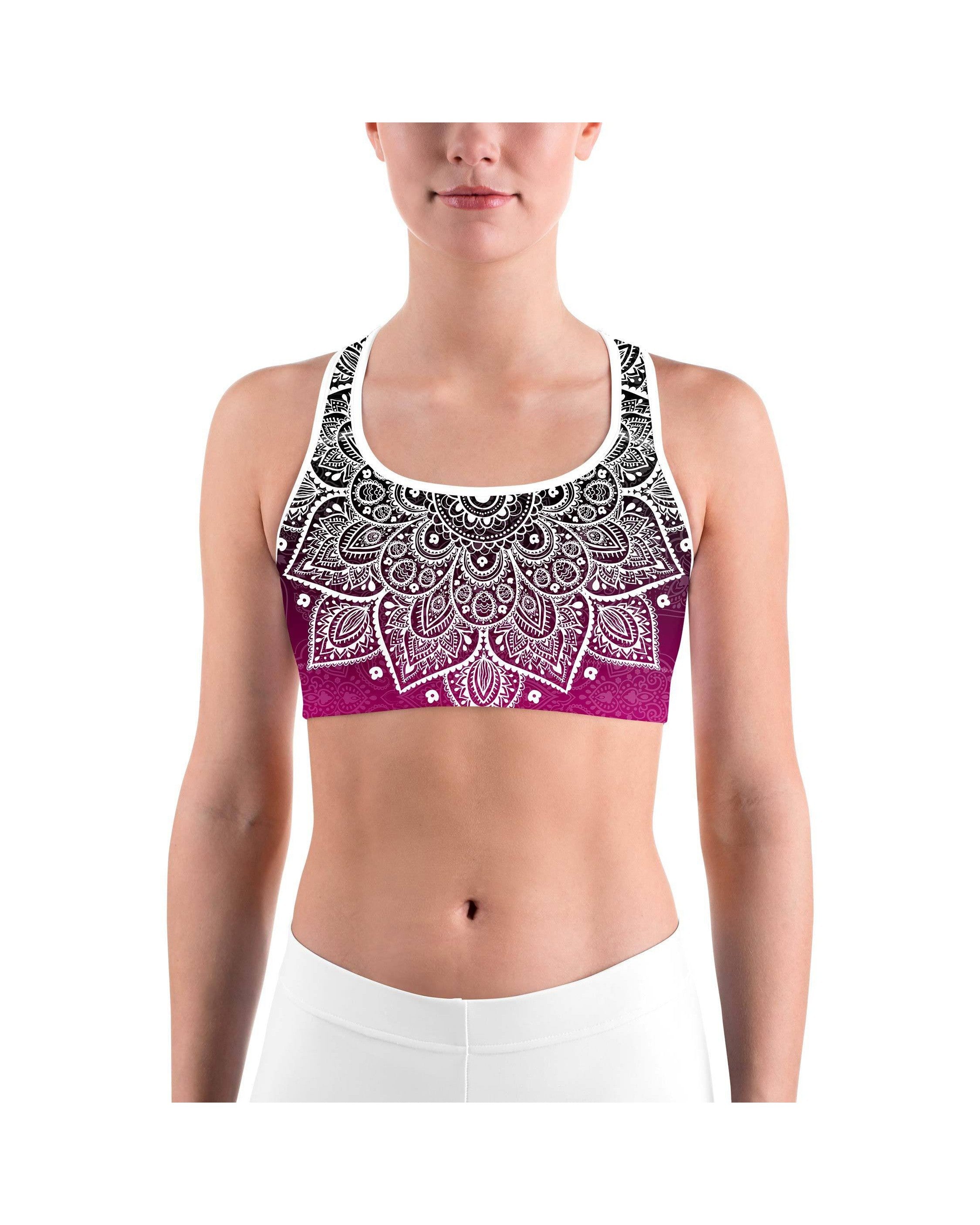 Black to Pink Mandala Sports bra - GearBunch Leggings / Yoga Pants