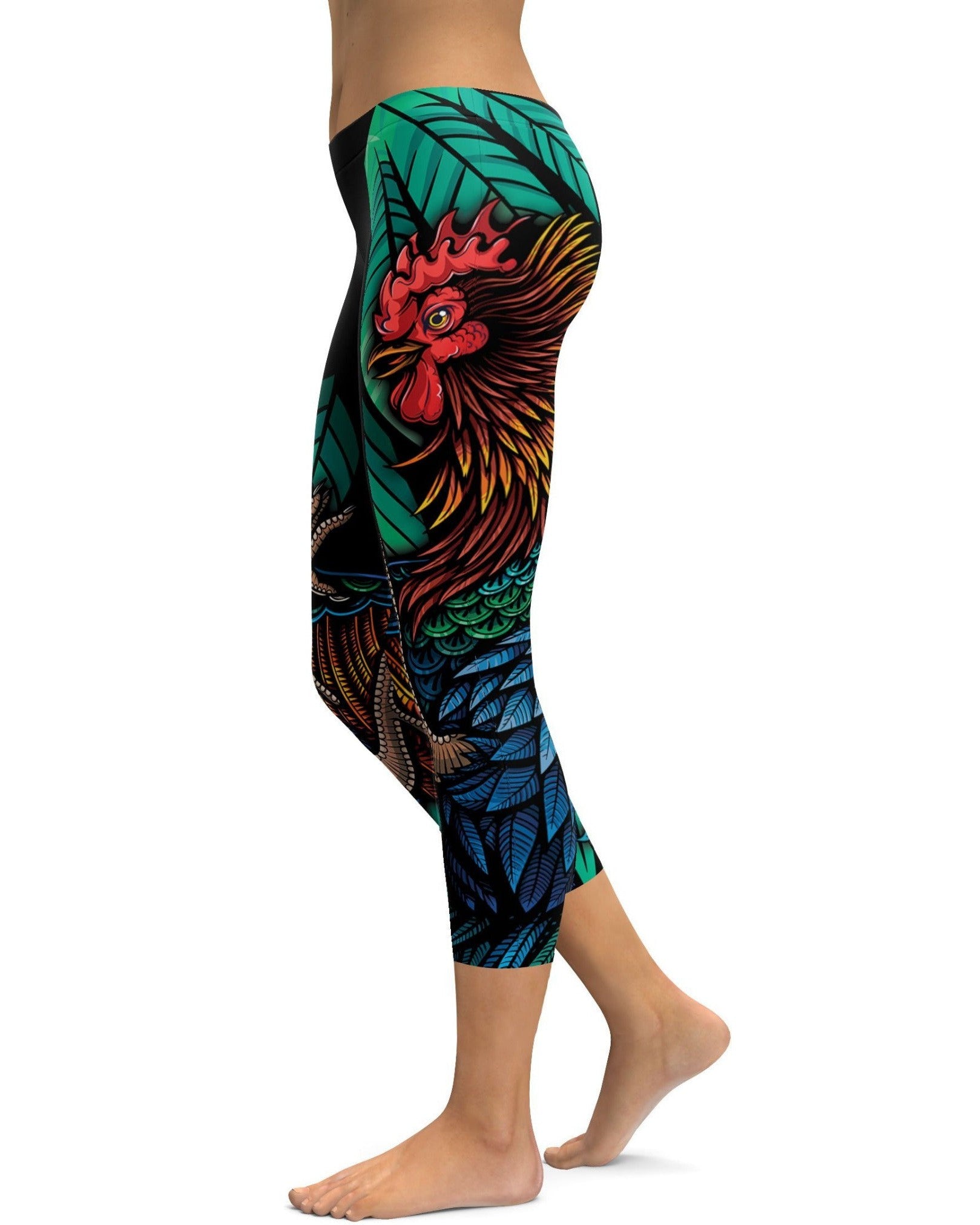 Colorful Rooster Capris - Gearbunch