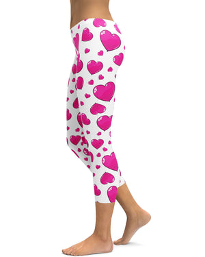 Pink Heart Shaped Balloon Capris - Gearbunch