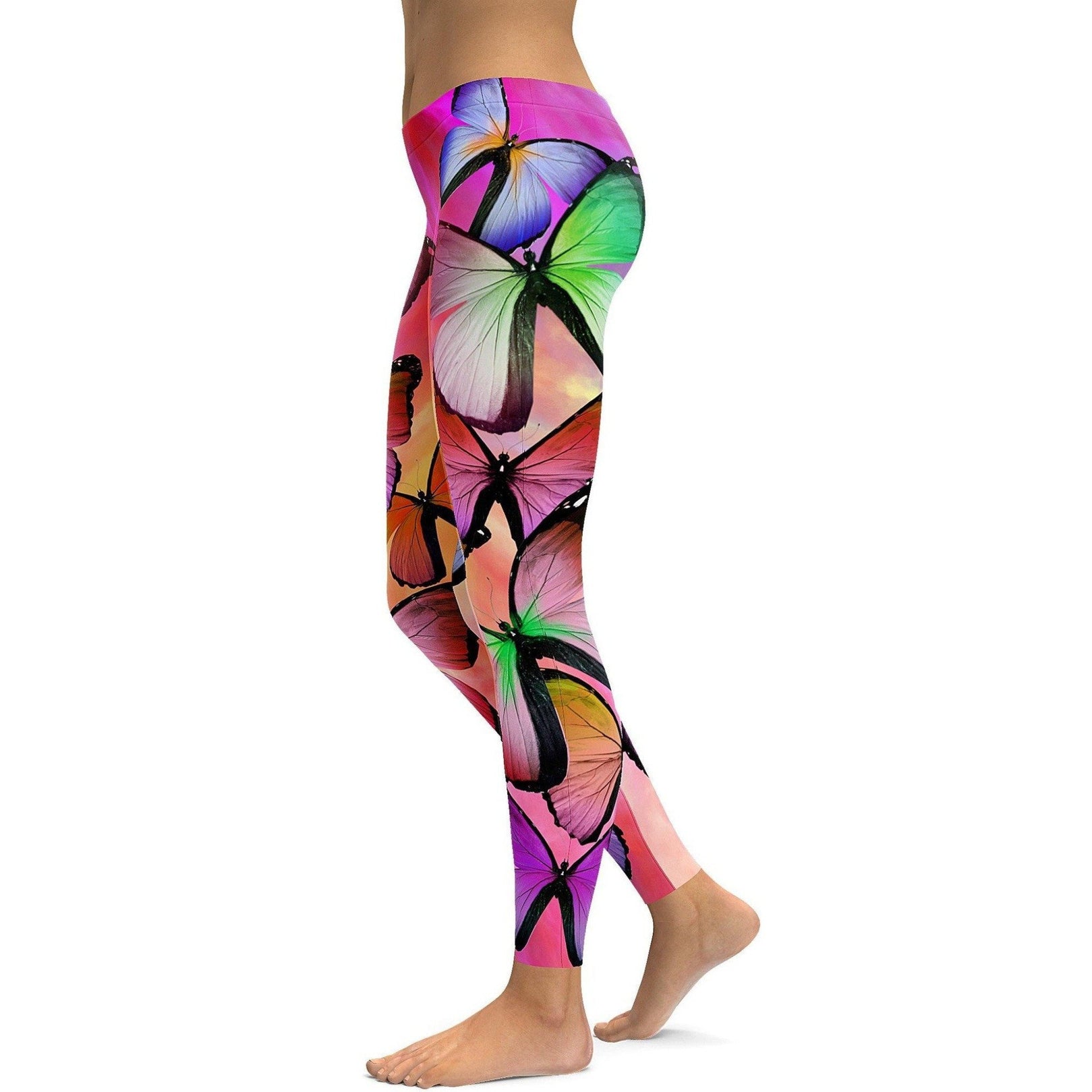 Womens workout and yoga Colorful Butterflies Leggings