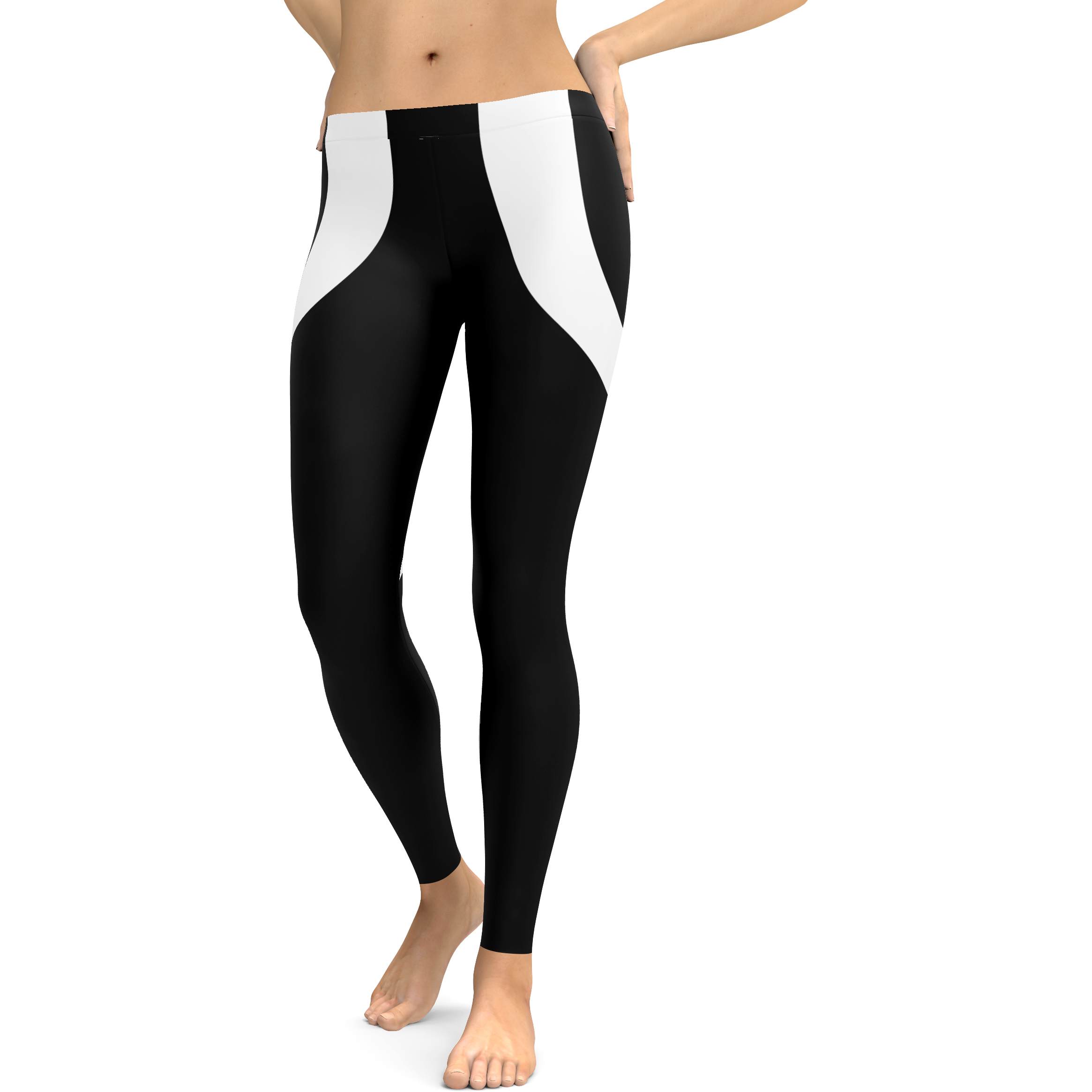 Womens Workout Yoga White Heart Shaped White/Black Leggings | Gearbunch.com