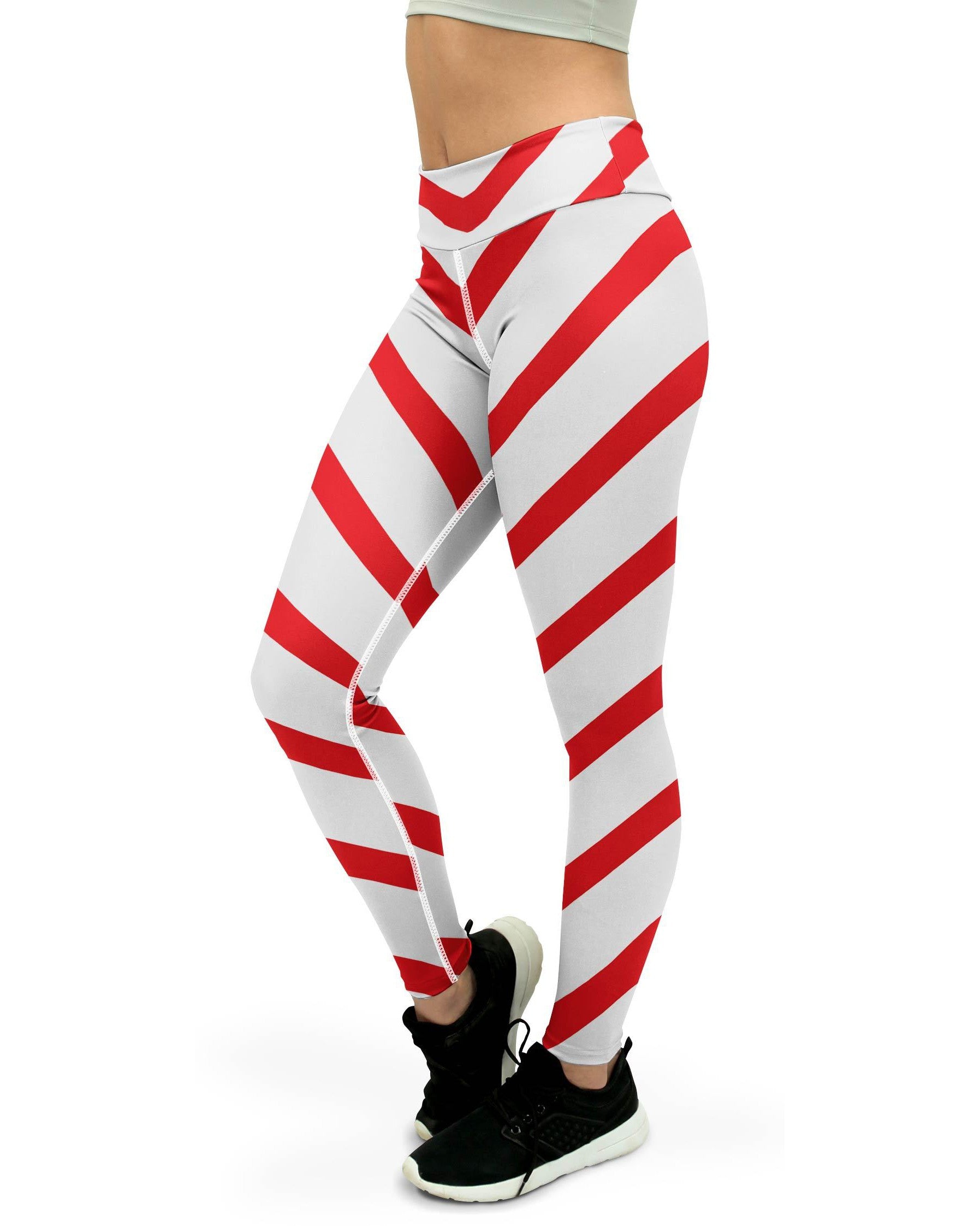 Candy Cane Yoga Pants - GearBunch Leggings / Yoga Pants