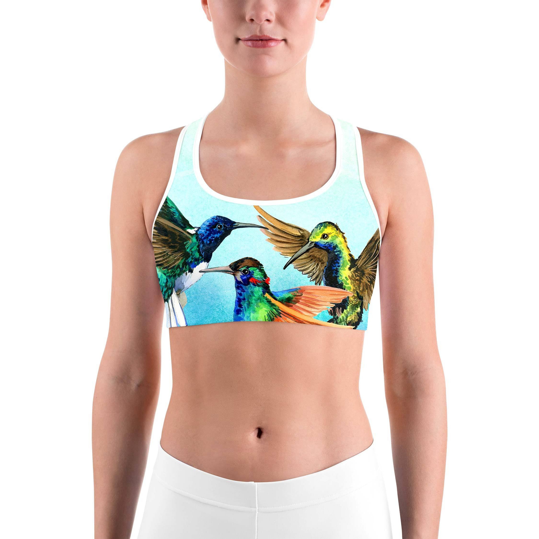 Watercolor Hummingbird Sports bra