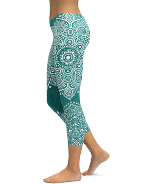 Teal Mandala Capris - GearBunch