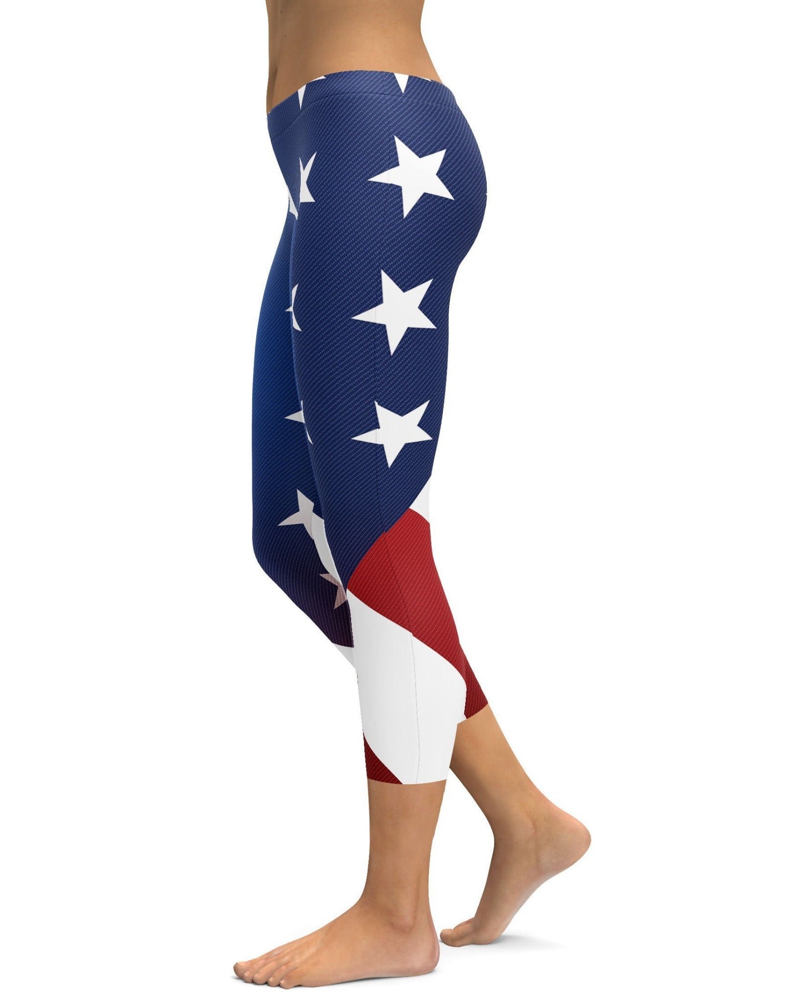 Womens American Flag Capris Leggings