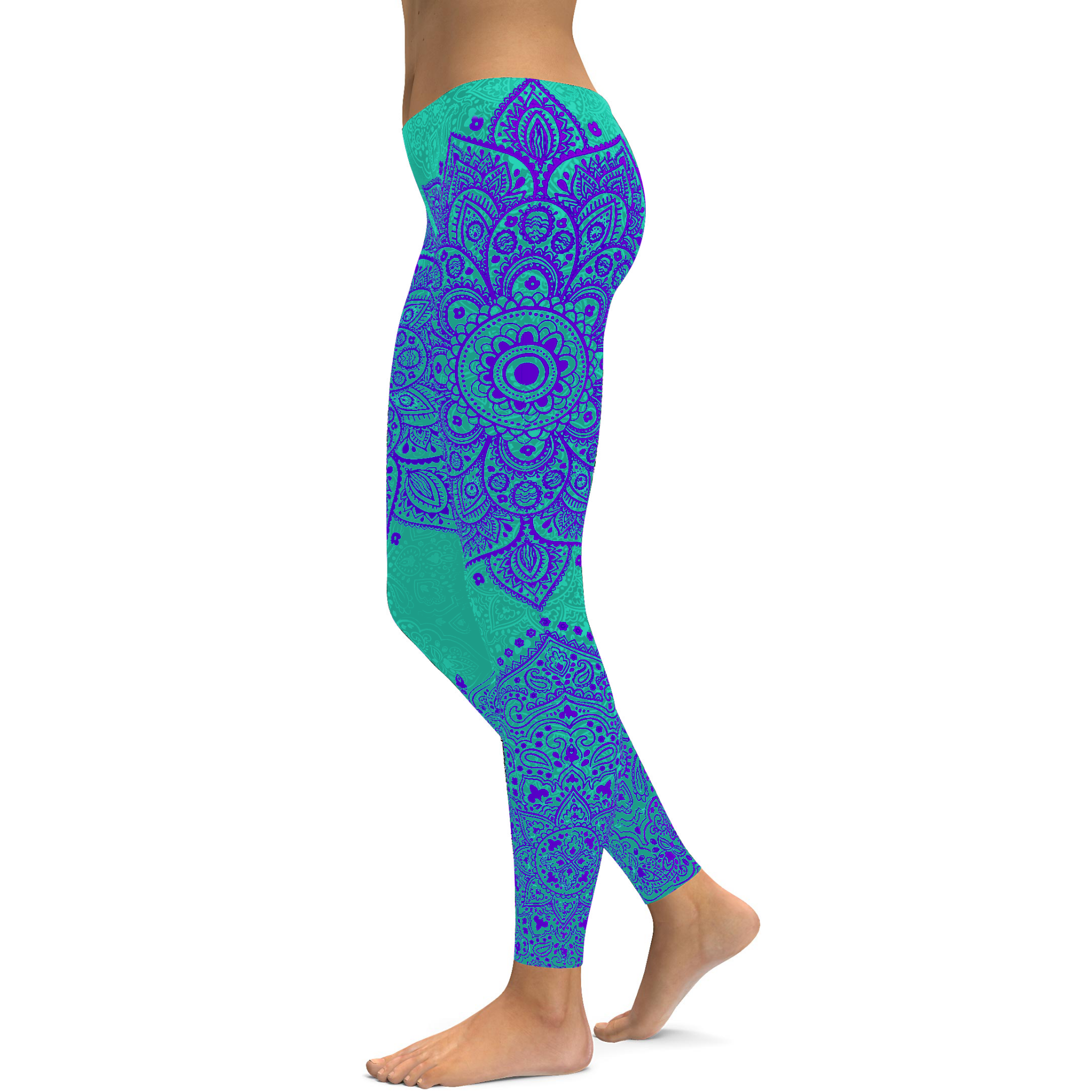 Turquoise and Purple Mandala Leggings - Gearbunch