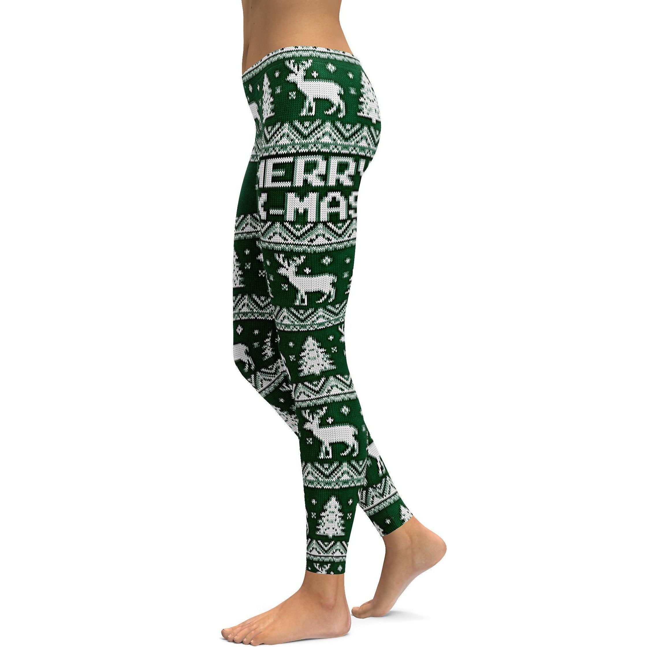 Green Ugly Christmas Leggings - GearBunch Leggings / Yoga Pants