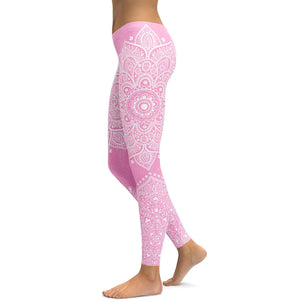 Soft Pink Mandala Leggings - GearBunch Leggings / Yoga Pants