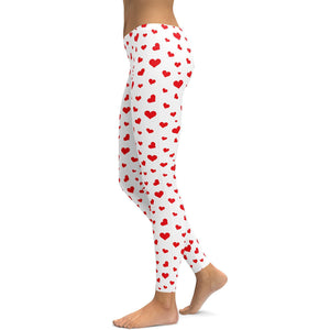 Red Hearts Leggings - GearBunch Leggings / Yoga Pants