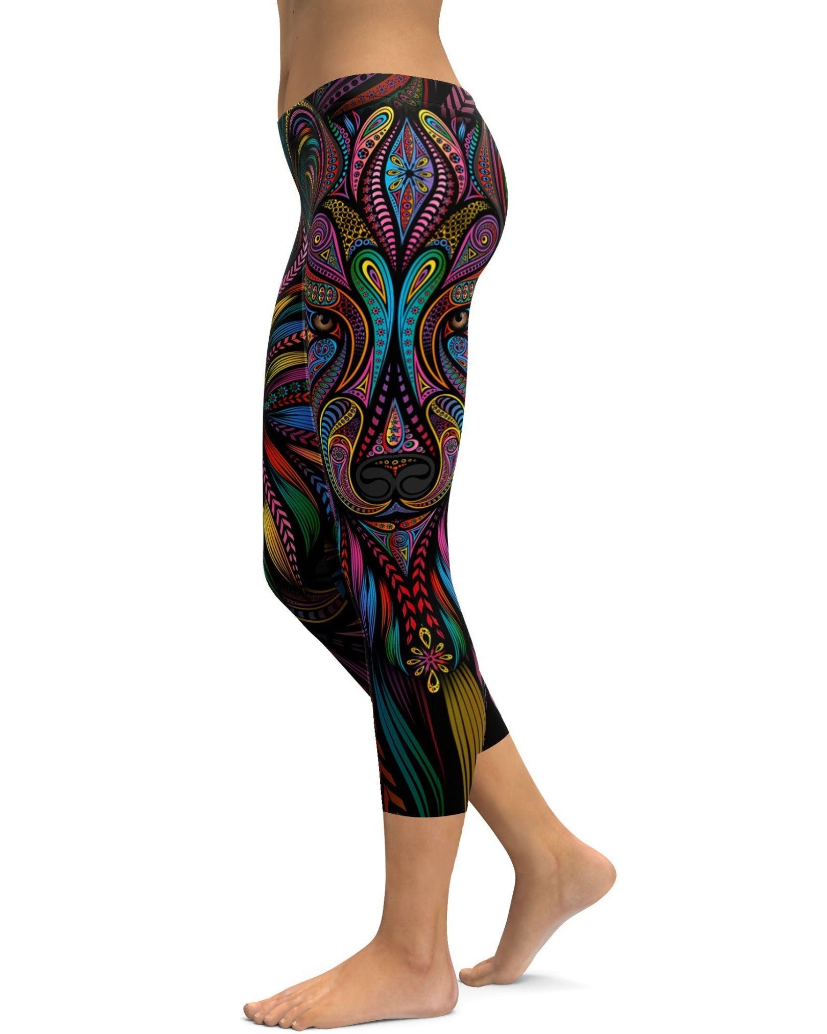 Colorful Wolf Capris Leggings and Yoga Pants for women