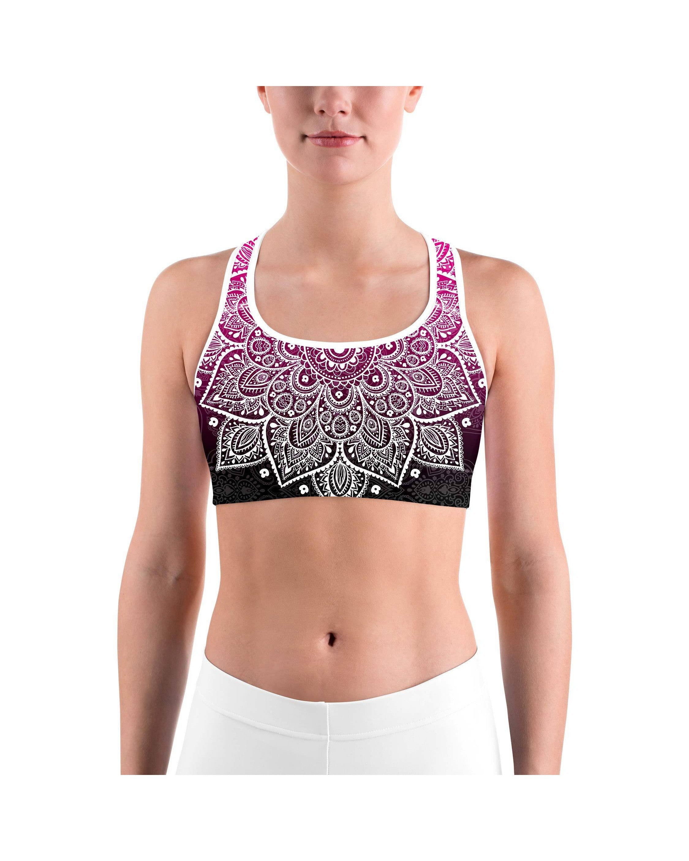 Pink to Black Mandala Sports bra