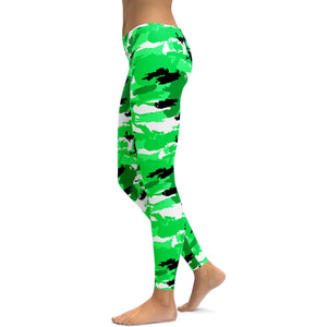 Lime Green Camo Leggings - GearBunch Leggings / Yoga Pants