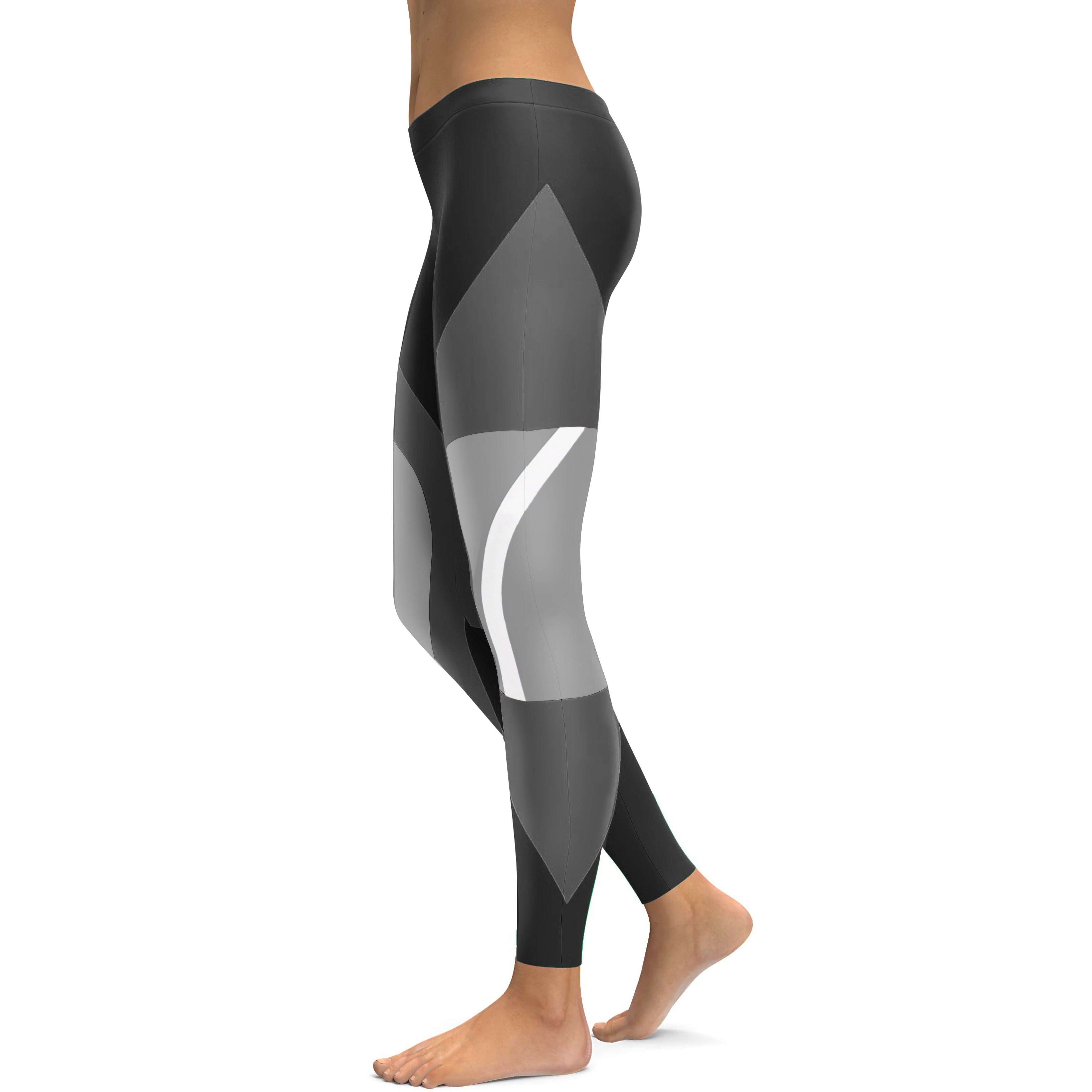 Women's grey colorblock leggings front view