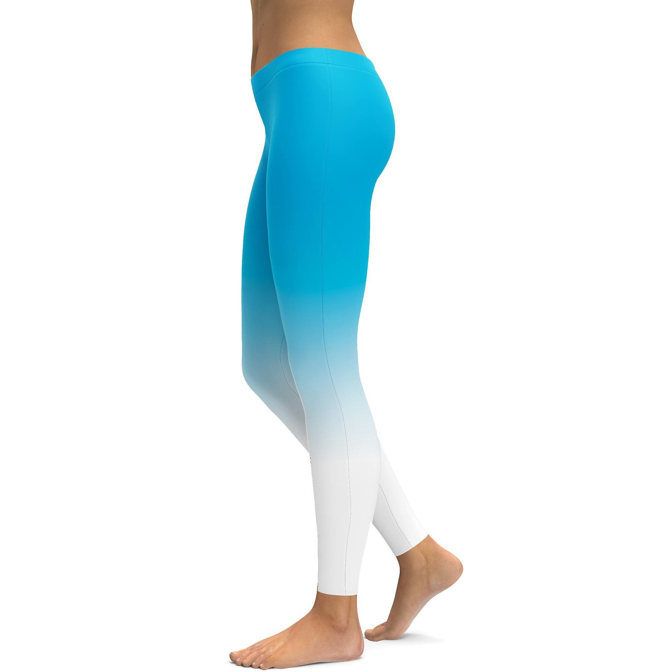 Ombre Sky Blue to White Leggings - GearBunch Leggings / Yoga Pants