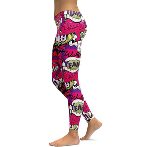 Comic Book Bubbles Pink Leggings - Gearbunch