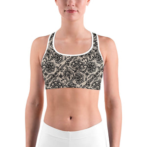 Black Faux Lace Sports bra - GearBunch Leggings / Yoga Pants