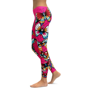 Day of the Dead - Butterflies Leggings - GearBunch Leggings / Yoga Pants