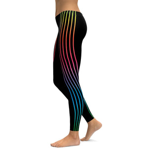 Vertical Neon Stripes Leggings - GearBunch Leggings / Yoga Pants