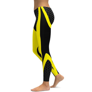 Yellow Honeycomb Carbon Leggings - Gearbunch