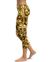 Women's wrinkled gold capris front view